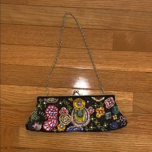 Embroidered and Beaded Black Mini Bag
